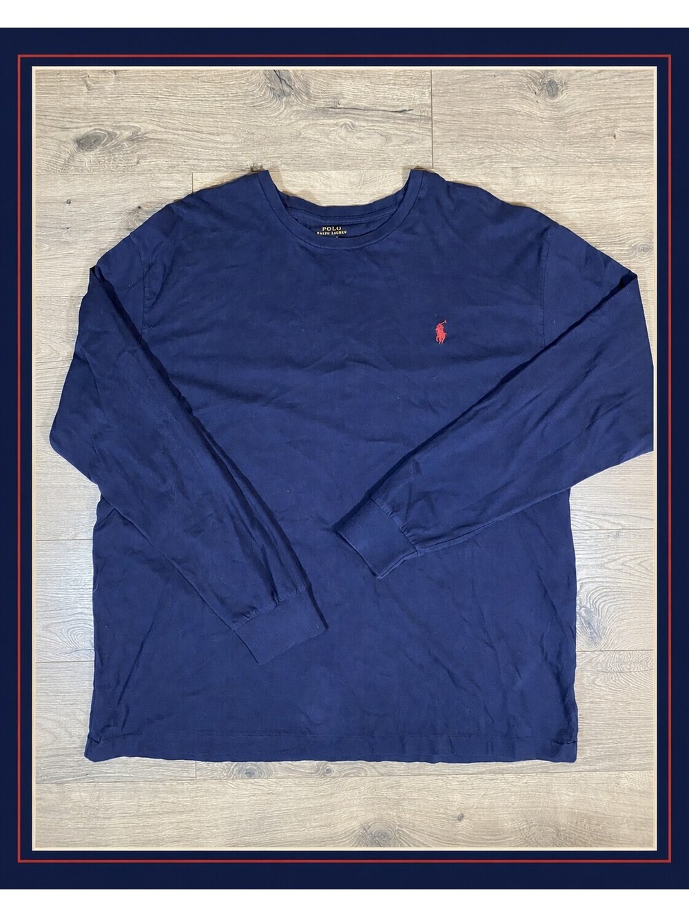 Polo Ralph Lauren Mens XL Navy Long Sleeve T Shirt Red Pony Cotton Crewneck